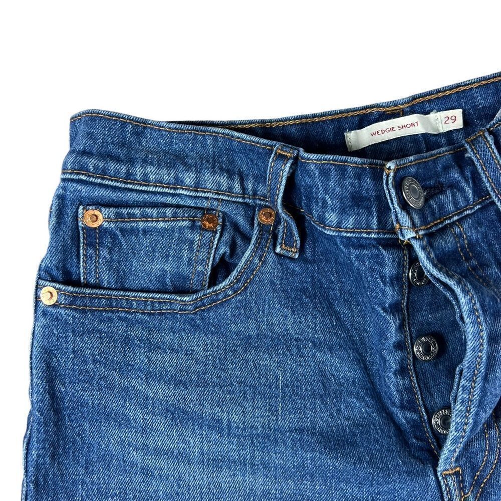 Levi’s 501 Blue Wedgie Cuffed Denim Shorts - Picture 4 of 8